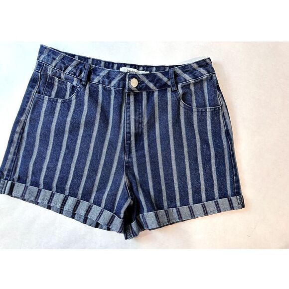 Daphnea Paris Jean Shorts Cut-Offs Stripes Retro High Rise 100% Cotton - Medium - Picture 5 of 8